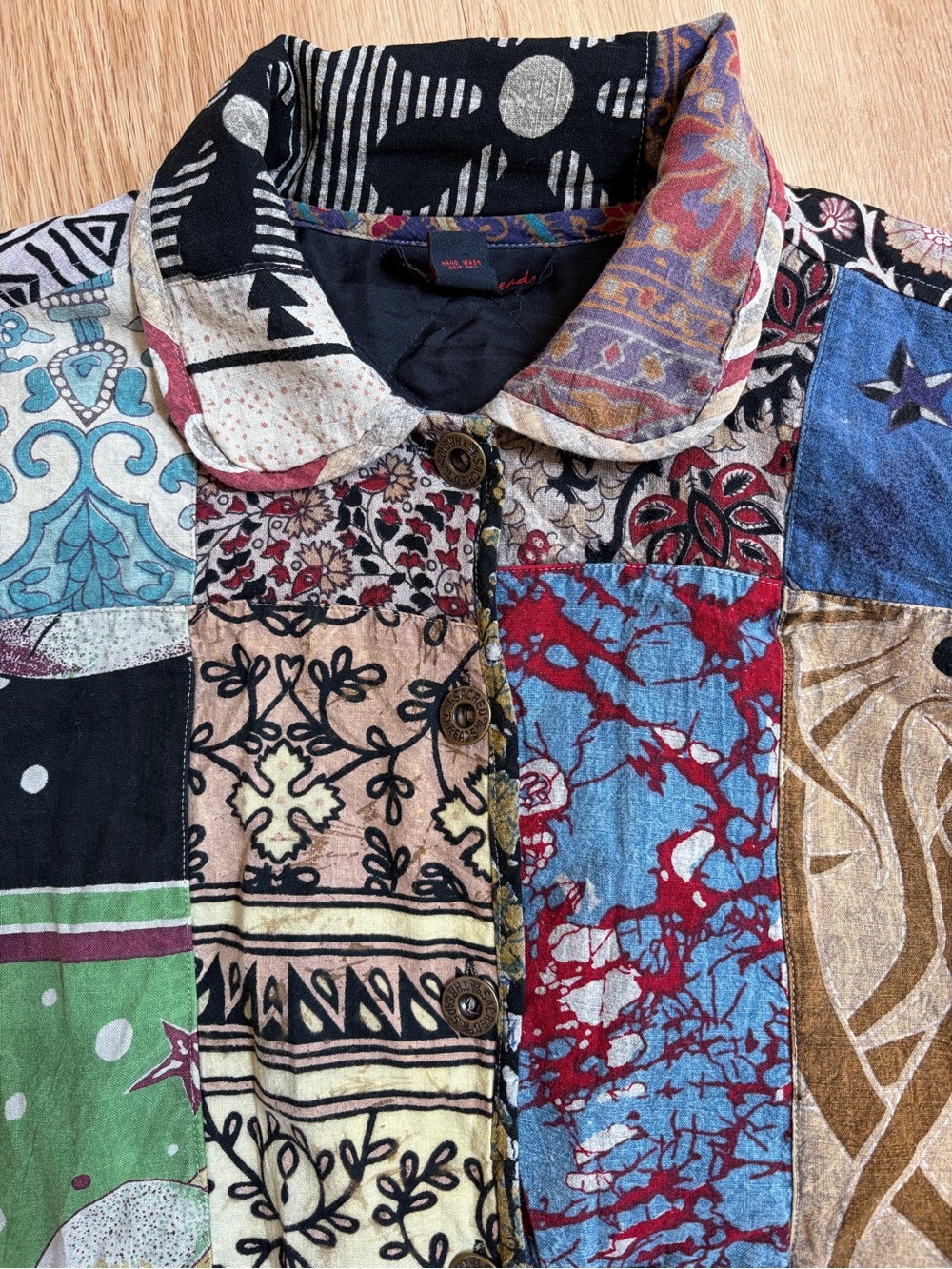Vintage Patchwork Jacket Sacred Threads Multicolor Floral Blazer M/L Kantha